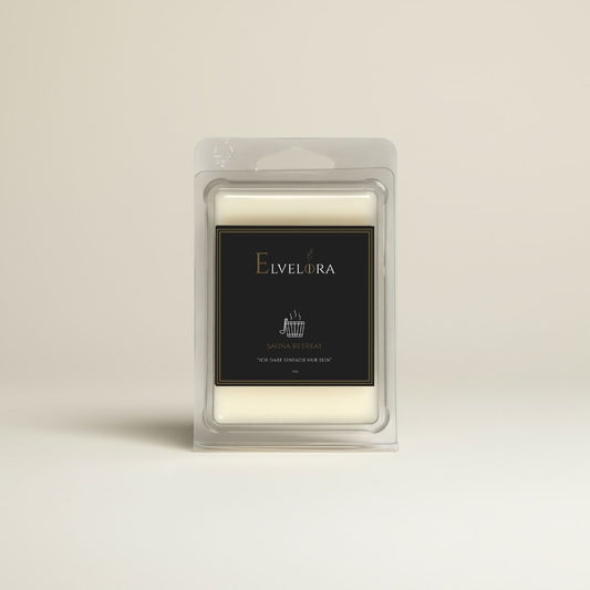 Sauna Retreat Duftwachs von Elvelora – handgegossenes, natürliches Duftwachs mit ätherischen Ölen, inspiriert von ruhigen, entspannenden Momenten.