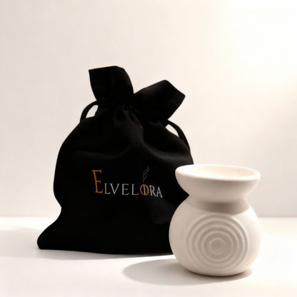 Weiße Duftlampe mit Elvelora Baumwollbeutel