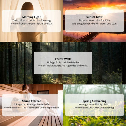 5 Bilder für 5 Elvelora Düfte und Stimmung. Inklusive Duftbeschreibung